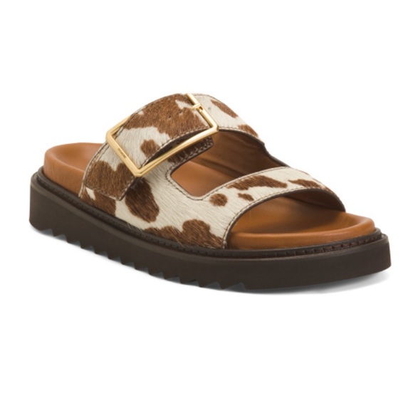 ZADIG & VOLTAIRE Haircalf Alpha Printed Slide Sandals - Picture 1 of 2